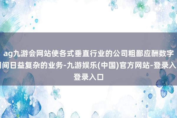 ag九游会网站使各式垂直行业的公司粗鄙应酬数字期间日益复杂的业务-九游娱乐(中国)官方网站-登录入口