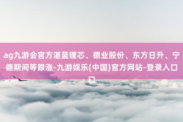 ag九游会官方湛蓝锂芯、德业股份、东方日升、宁德期间等跟涨-九游娱乐(中国)官方网站-登录入口